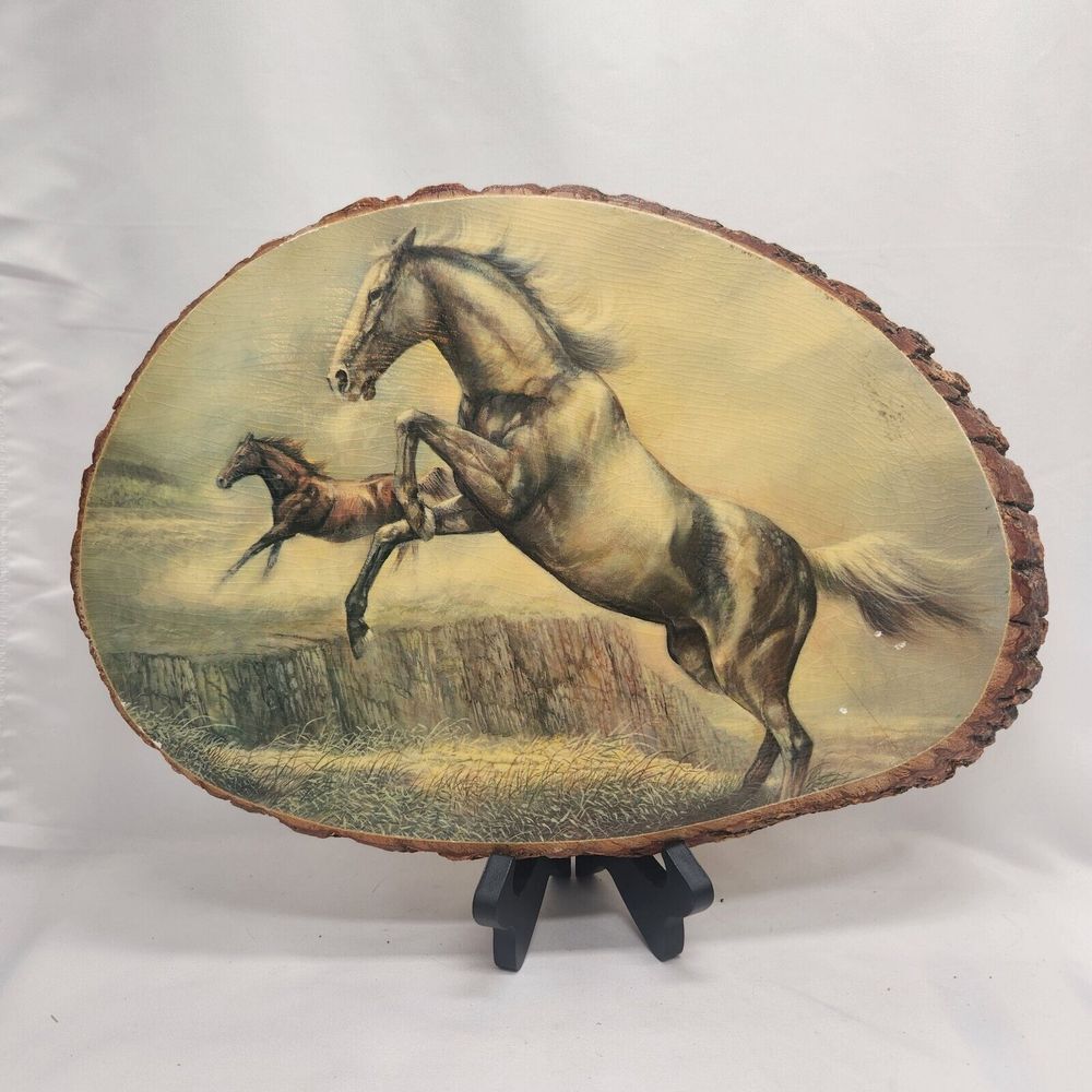 WILD HORSES Wood Plaque 10 x 14" Unsigned Made in the USA